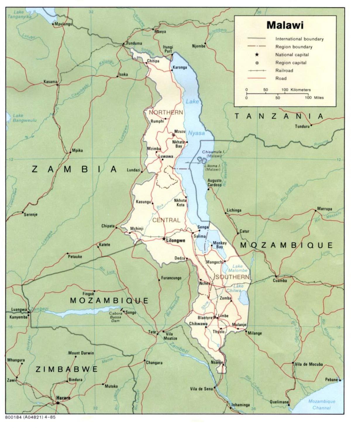 peta jalan dari Malawi blantyre