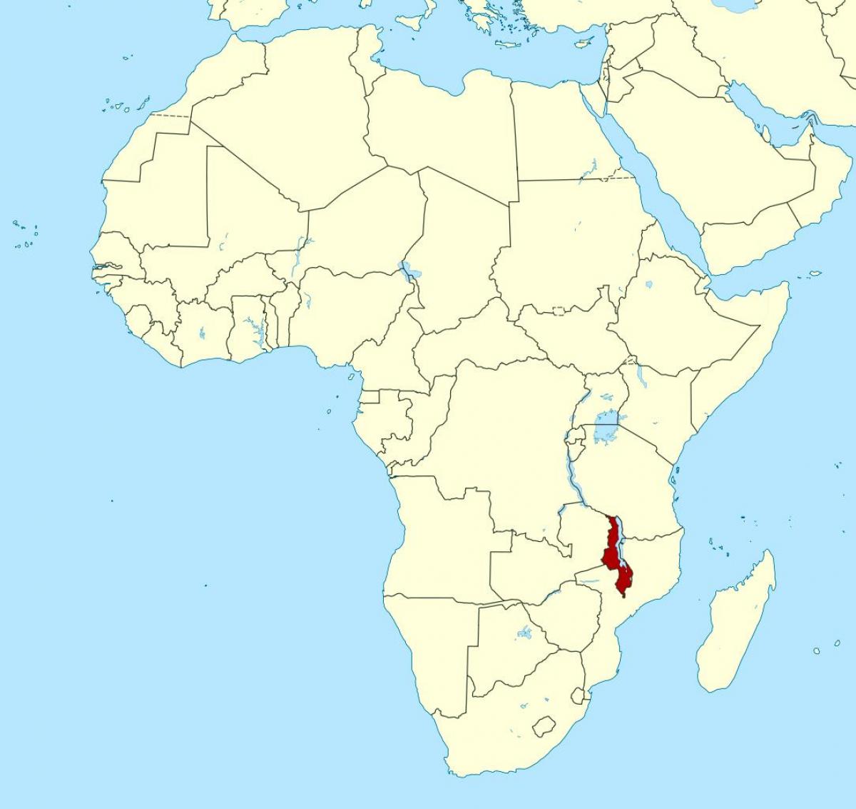 Malawi lokasi pada peta dunia