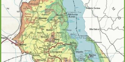Peta dari peta fisik dari Malawi